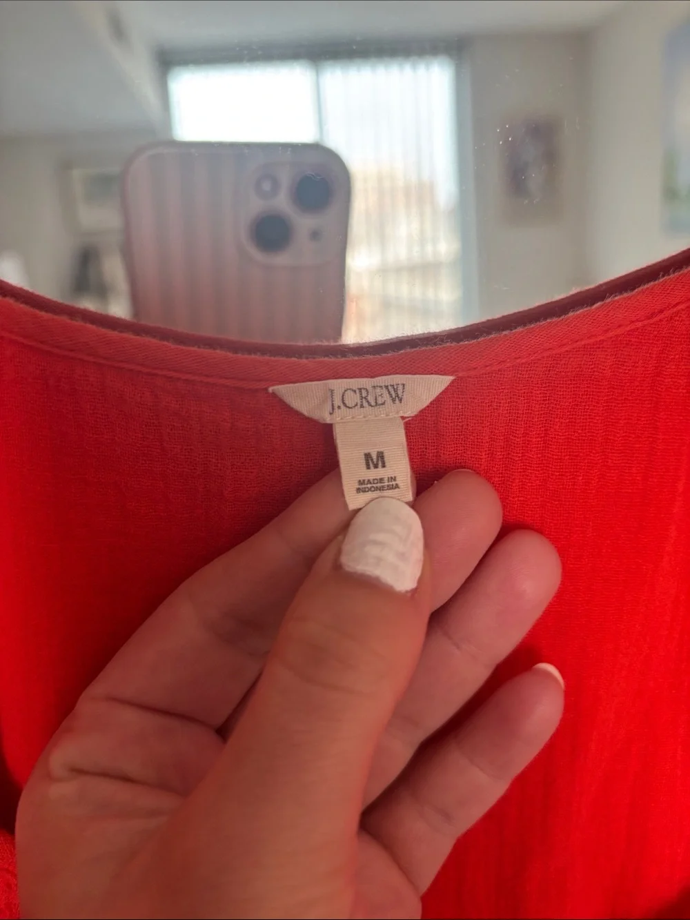 J. Crew Bright Red V-Neck Short-Sleeve Tunic with Waist Detail